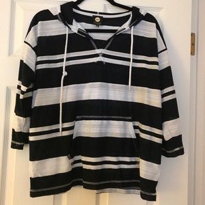 Navy and white Striped top with hood